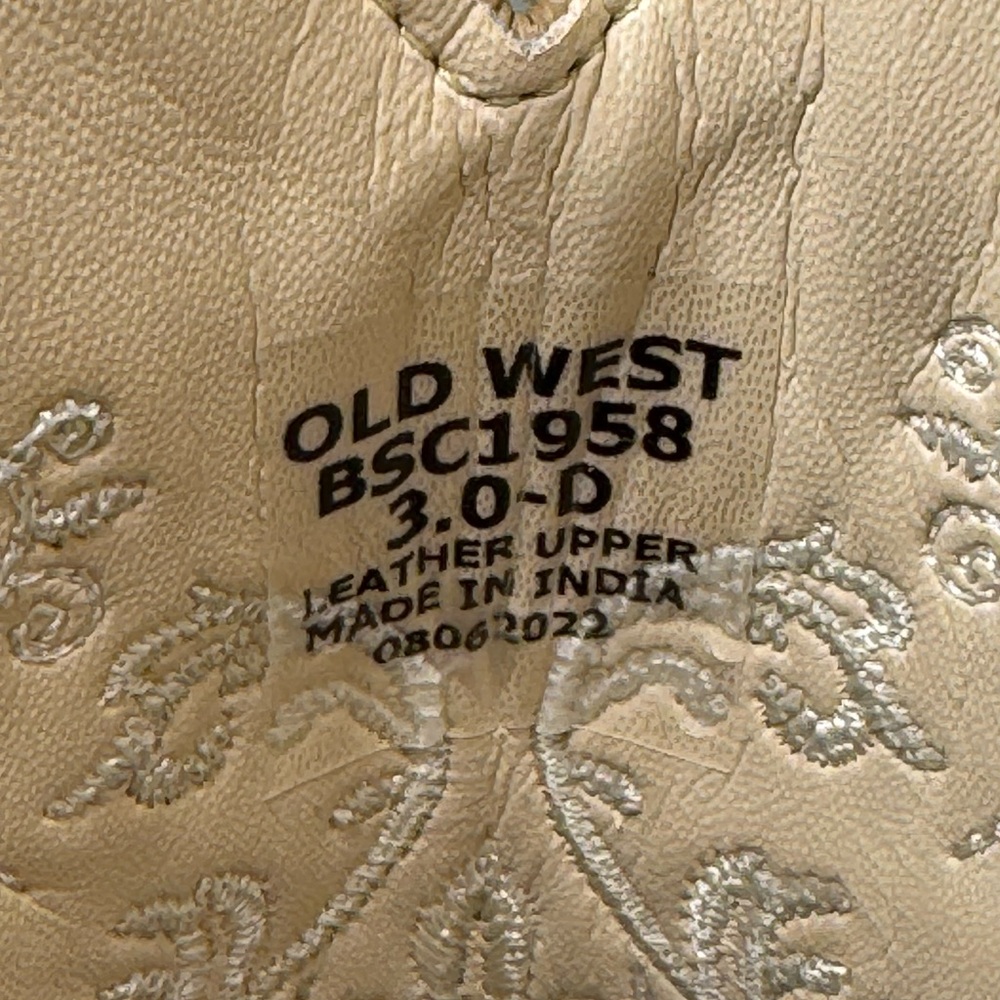 BSY1958 Old West Girl's Youth Square Toe Leather Western Boot Brown Size 7 - Picture 9 of 9
